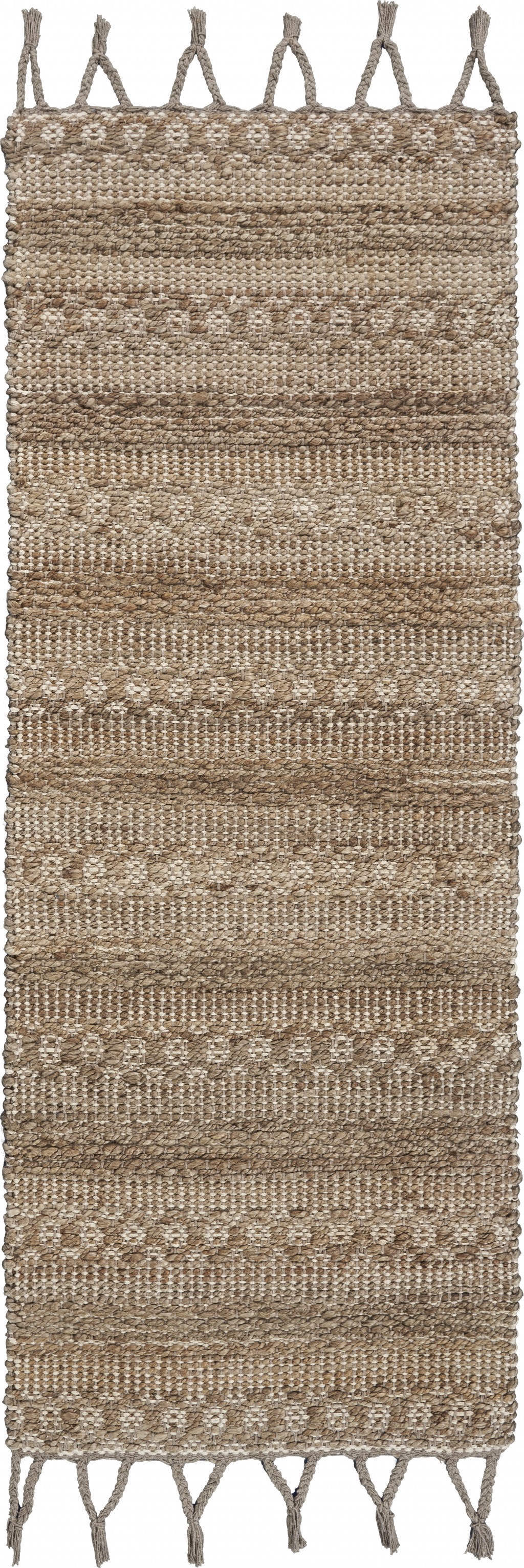 3" x 4" Tan Bohemian Tasseled Area Rug