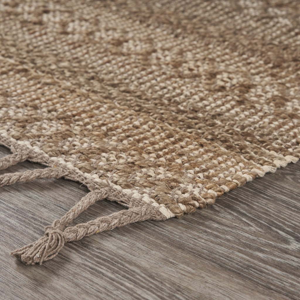 3" x 4" Tan Bohemian Tasseled Area Rug