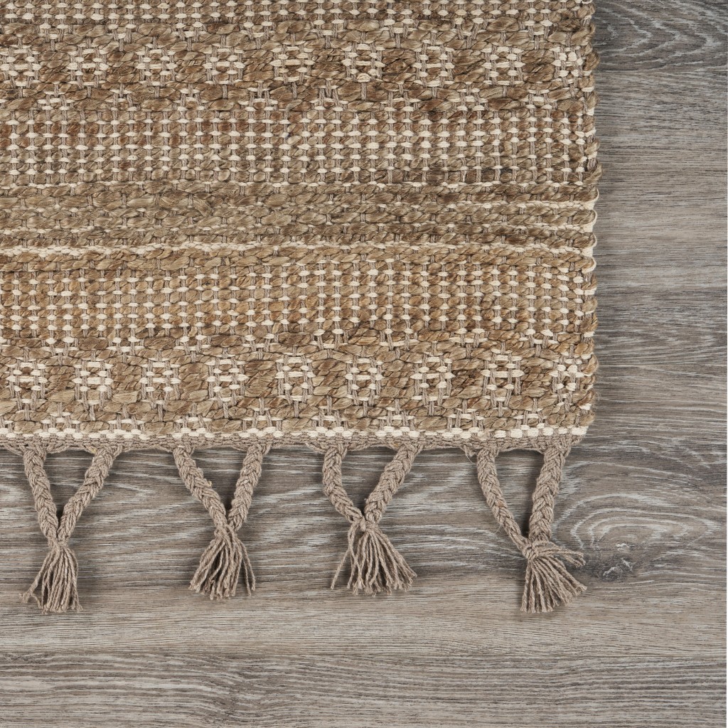 3" x 4" Tan Bohemian Tasseled Area Rug