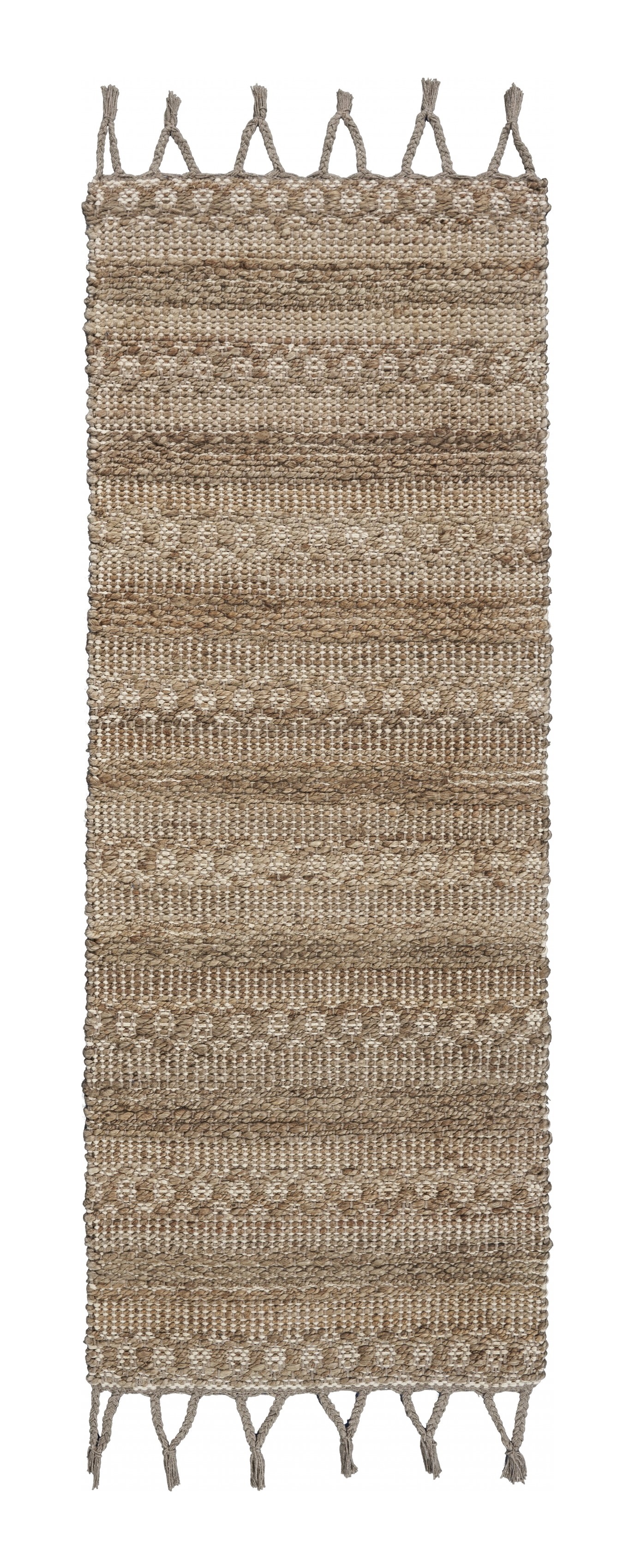 3" x 4" Tan Bohemian Tasseled Area Rug