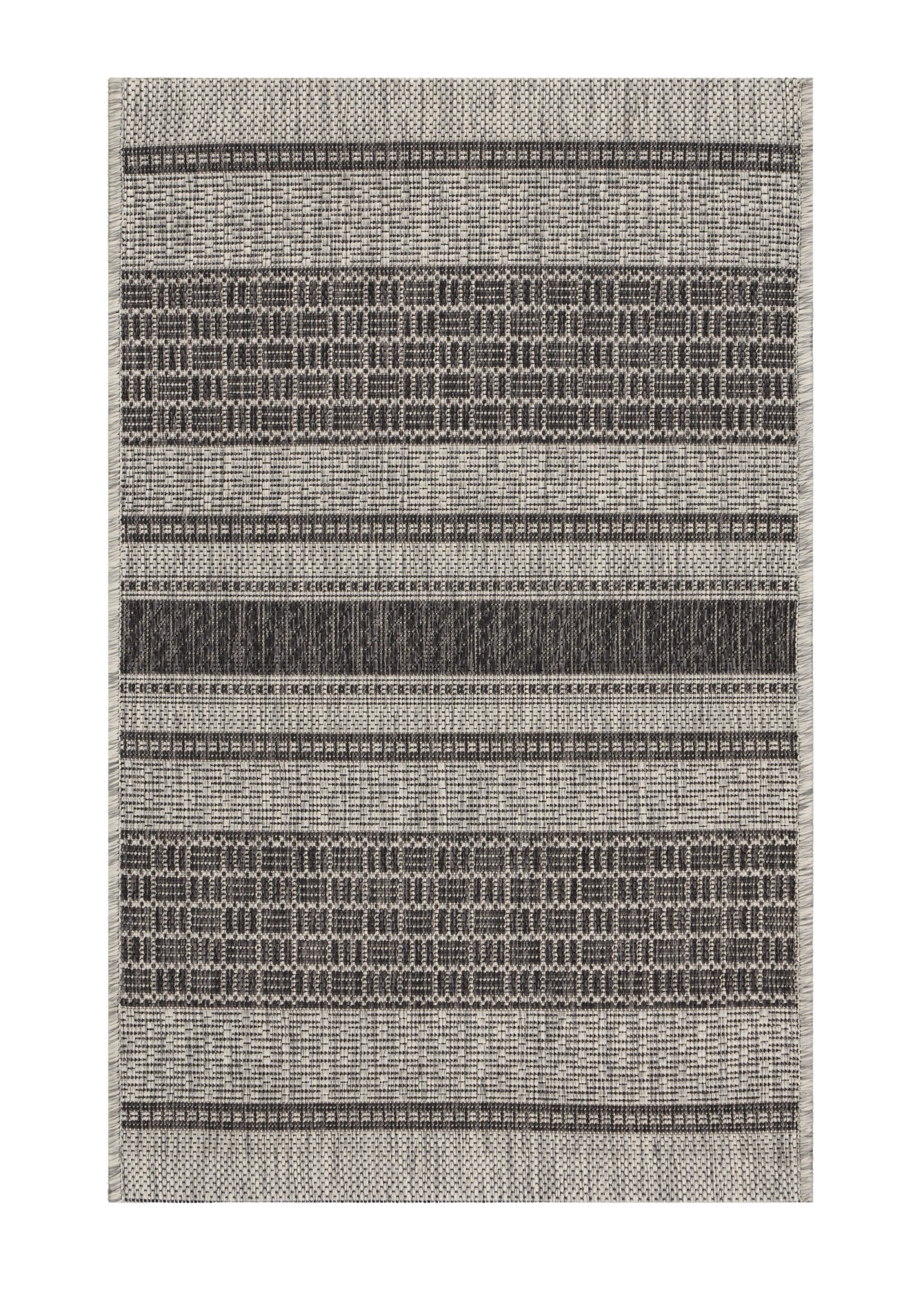 2' X 3' Gray And Black Indoor Outdoor Area Rug-396230-1