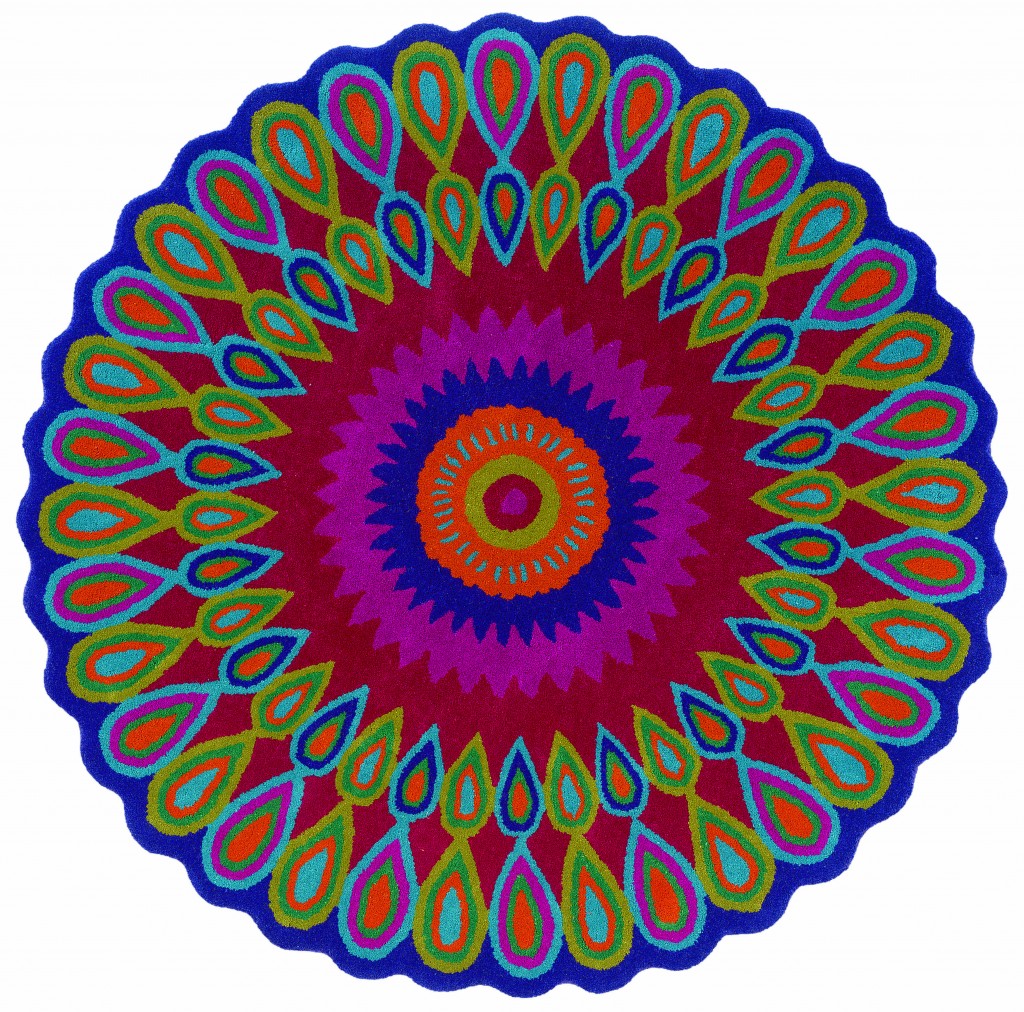 5' Round Pink Floral Edged Area Rug-396251-1