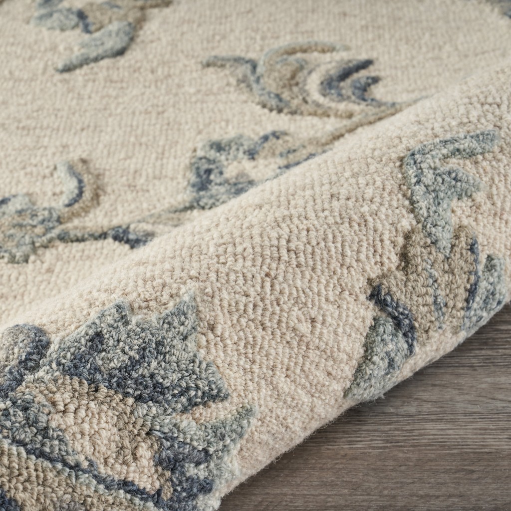 5" Light Blue Round Wool Hand Tufted Area Rug