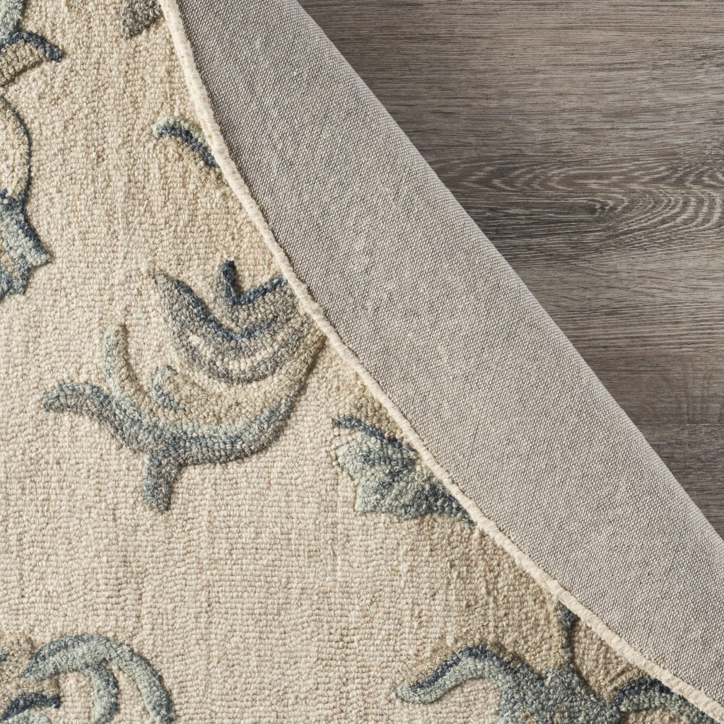5" Light Blue Round Wool Hand Tufted Area Rug