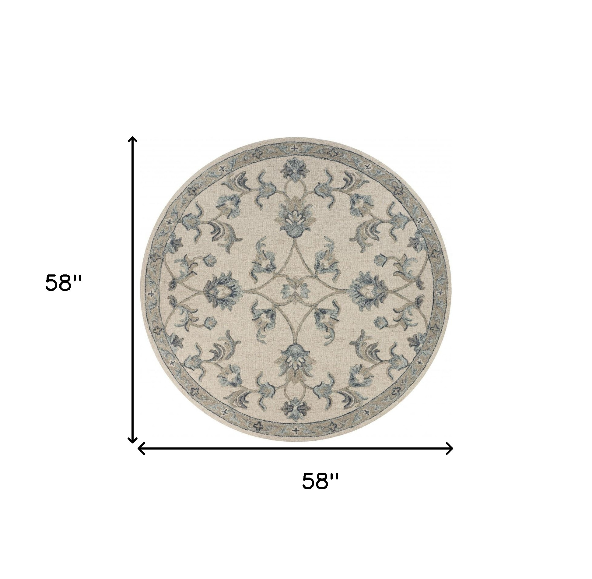 5" Light Blue Round Wool Hand Tufted Area Rug
