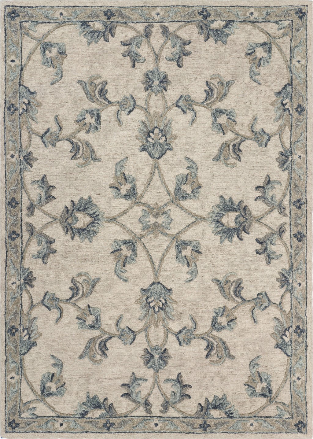 7' X 9' Light Blue Wool Hand Tufted Area Rug-396275-1