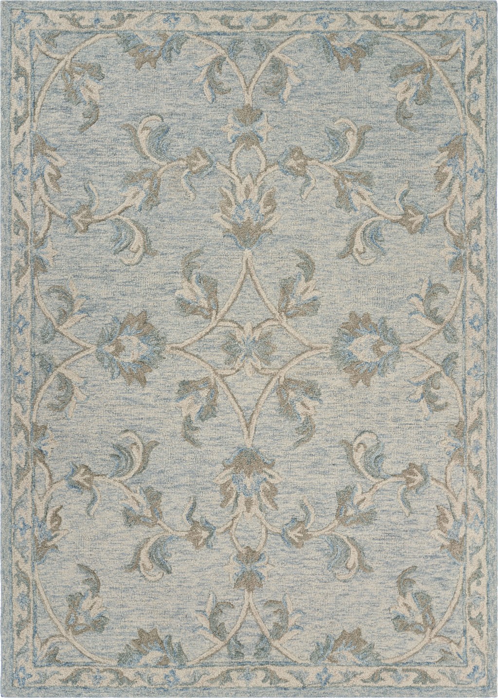 5' X 7' Blue And Ivory Wool Hand Tufted Area Rug-396294-1