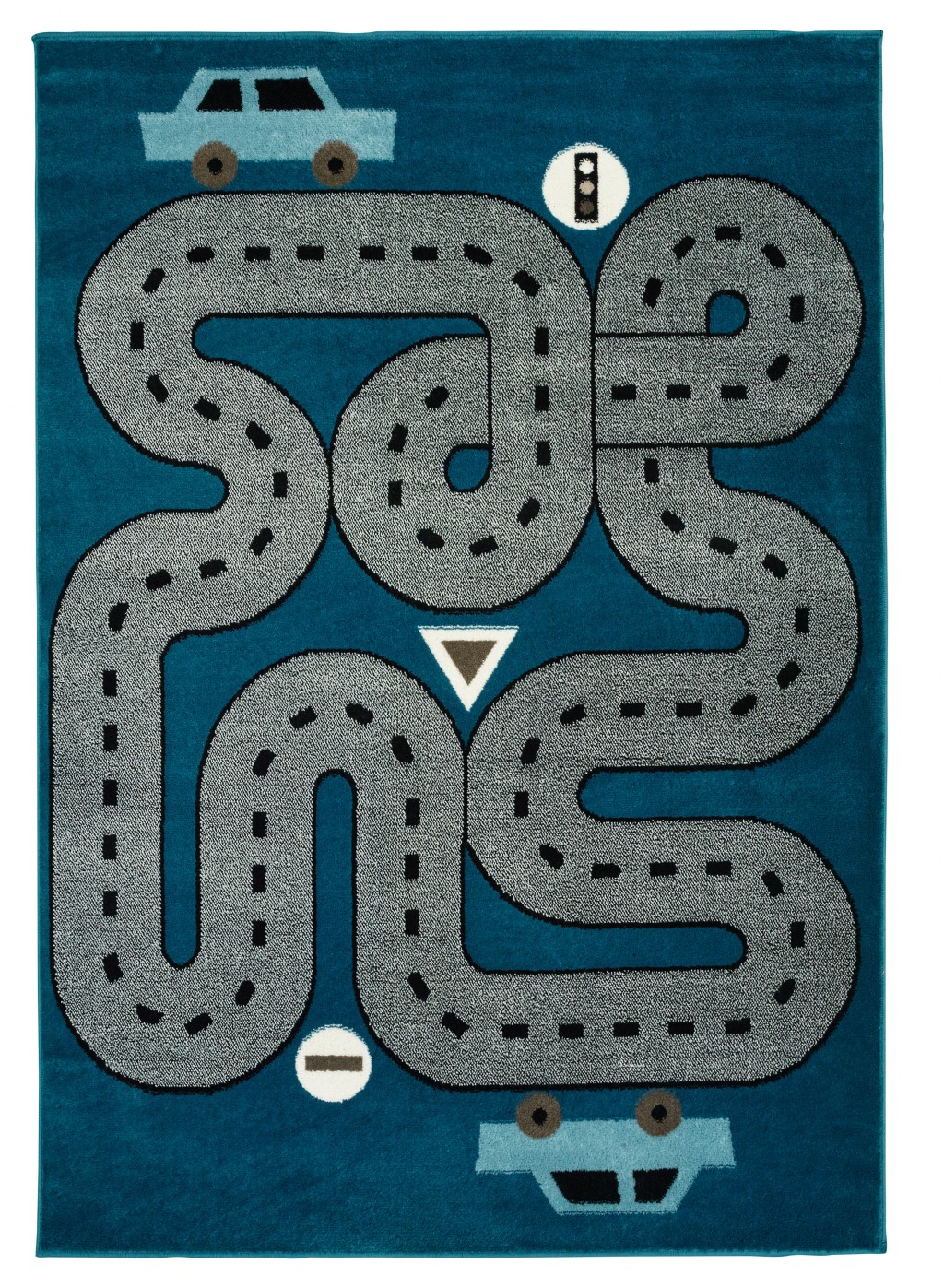 4" X 6" Navy Imaginative Racetrack Area Rug