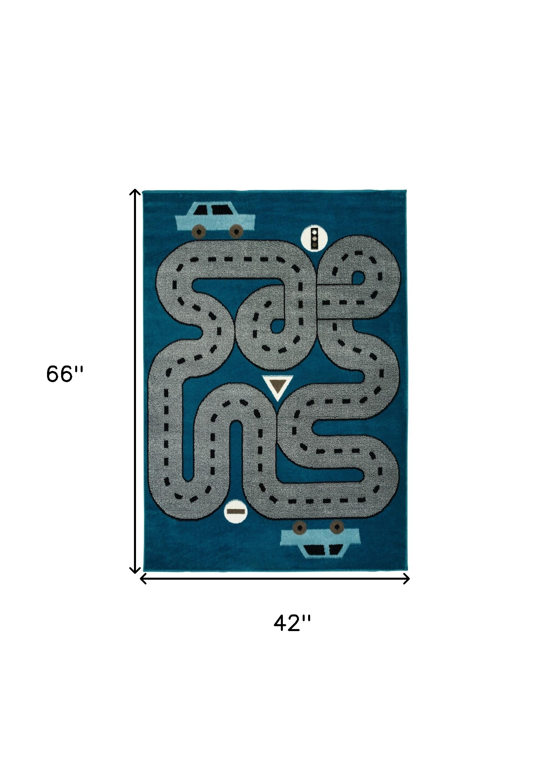 4" X 6" Navy Imaginative Racetrack Area Rug