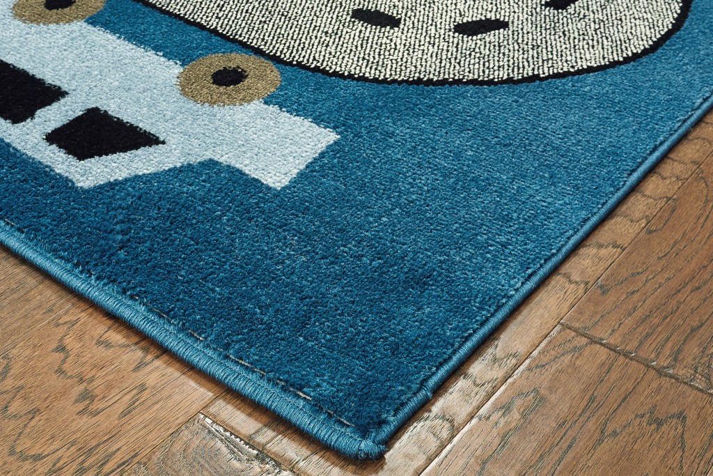 4" X 6" Navy Imaginative Racetrack Area Rug