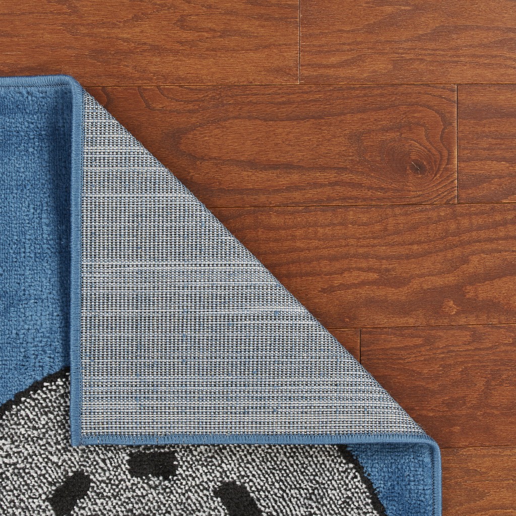 4" X 6" Navy Imaginative Racetrack Area Rug