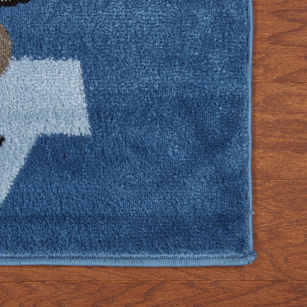 4" X 6" Navy Imaginative Racetrack Area Rug