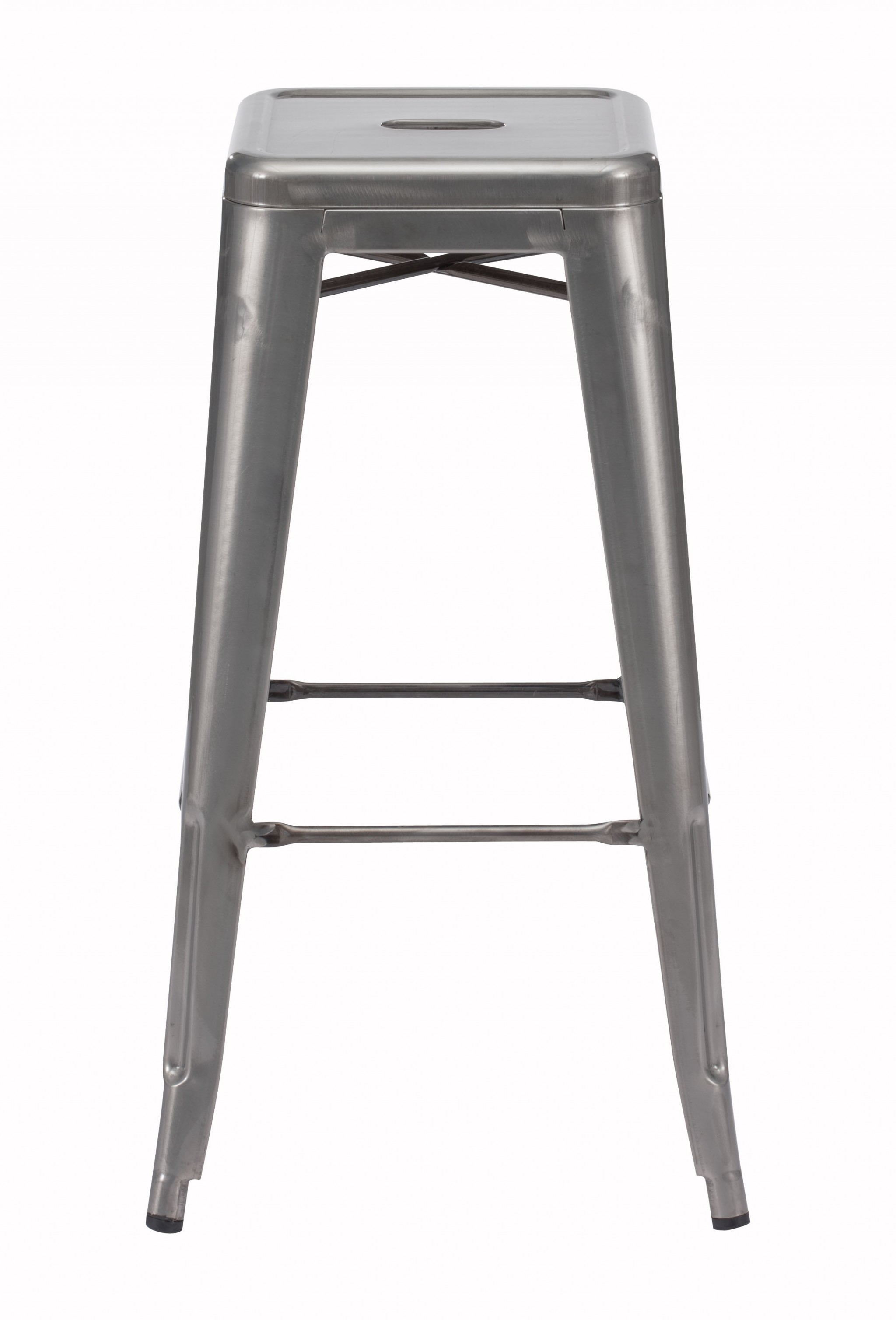 Set of Two Gray Steel Bar Stools