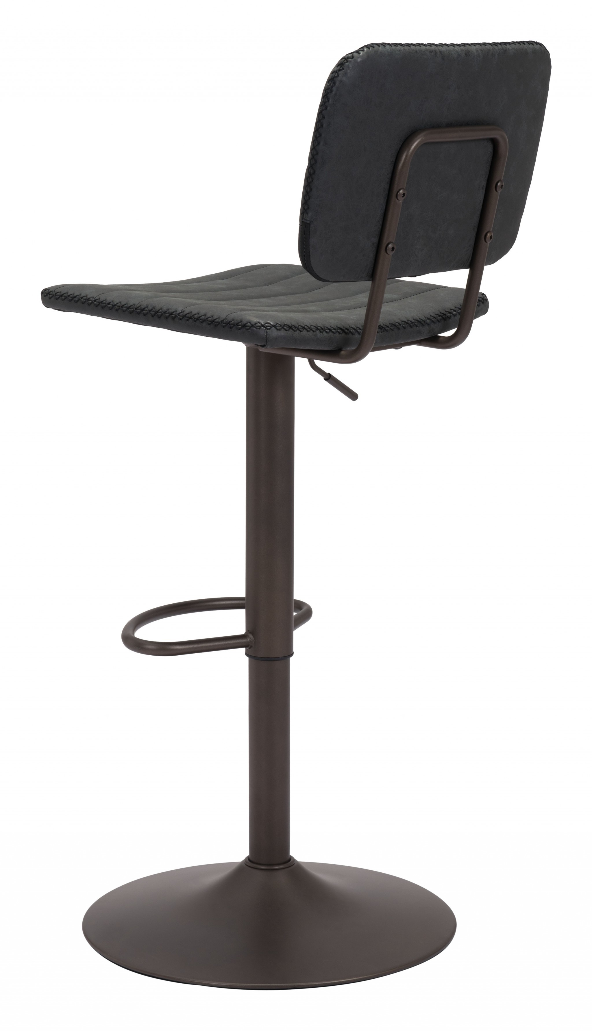 Modern Vintage Look Black Faux Leather Adjustable Bar Chair