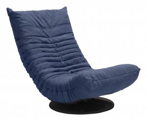 Relaxed Low Profile Cobalt Blue Swivel Chair