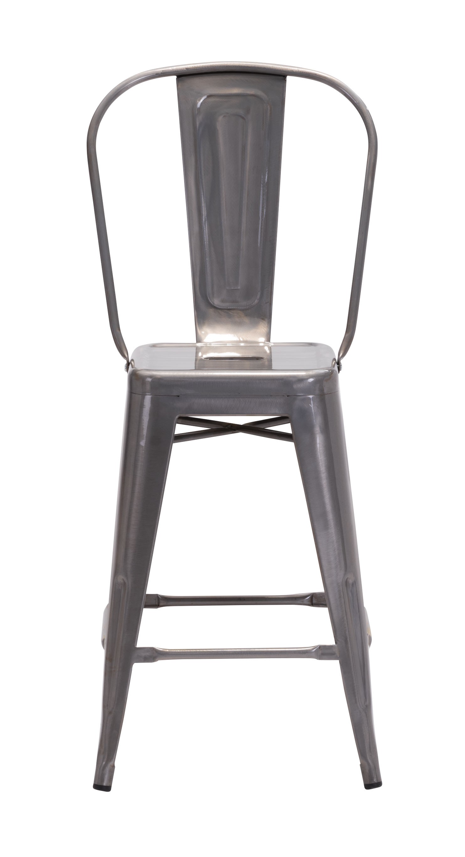 Set of Two Gray Steel Counter Chairs