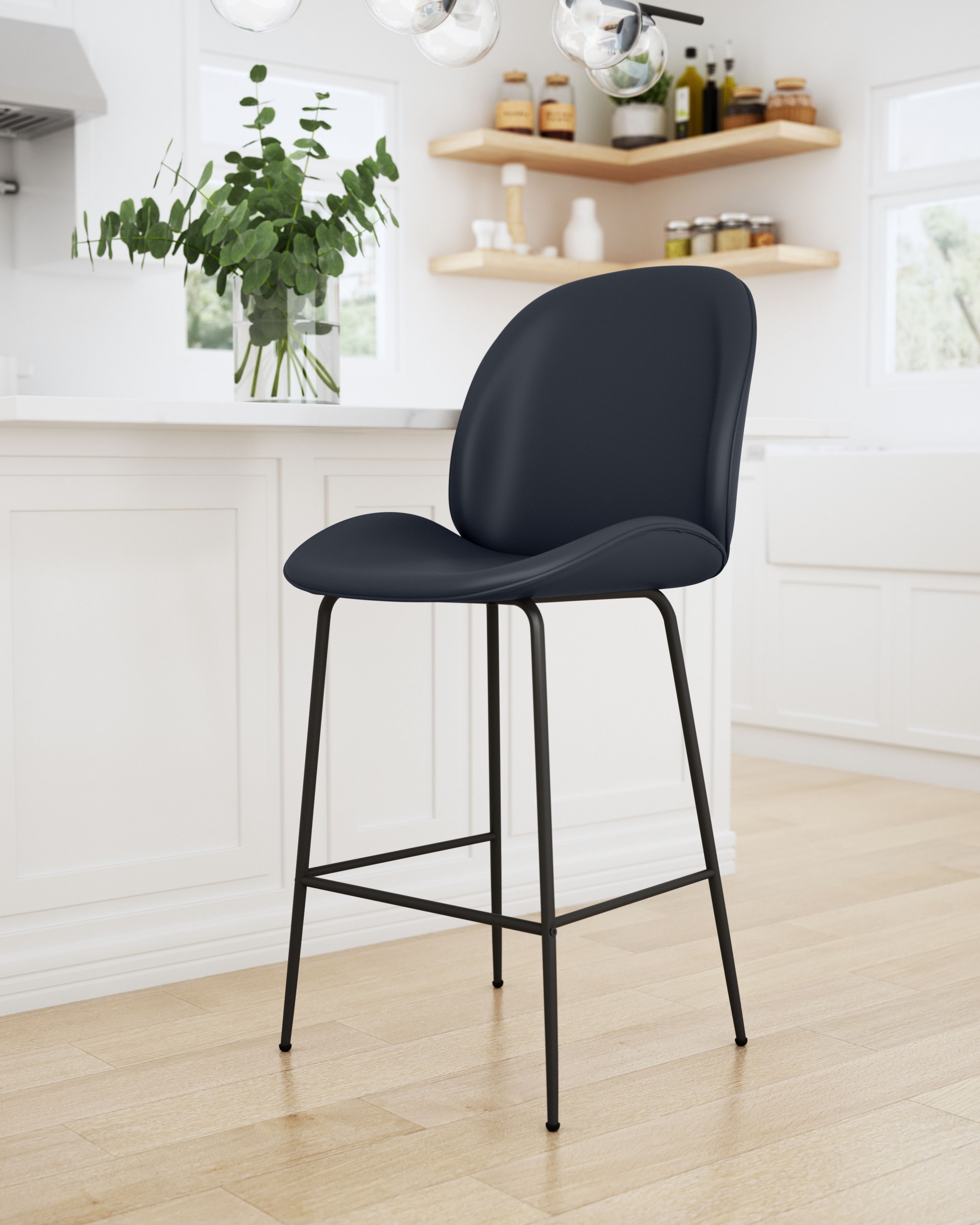 Contempo Black Velvet Counter Height Chair