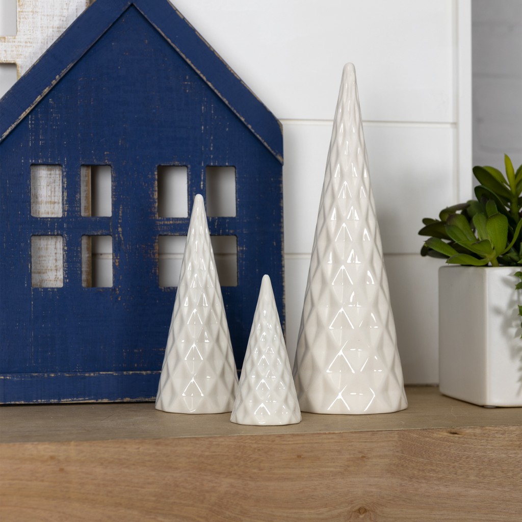 Set of Three White Ceramic Tree DTcor Pieces