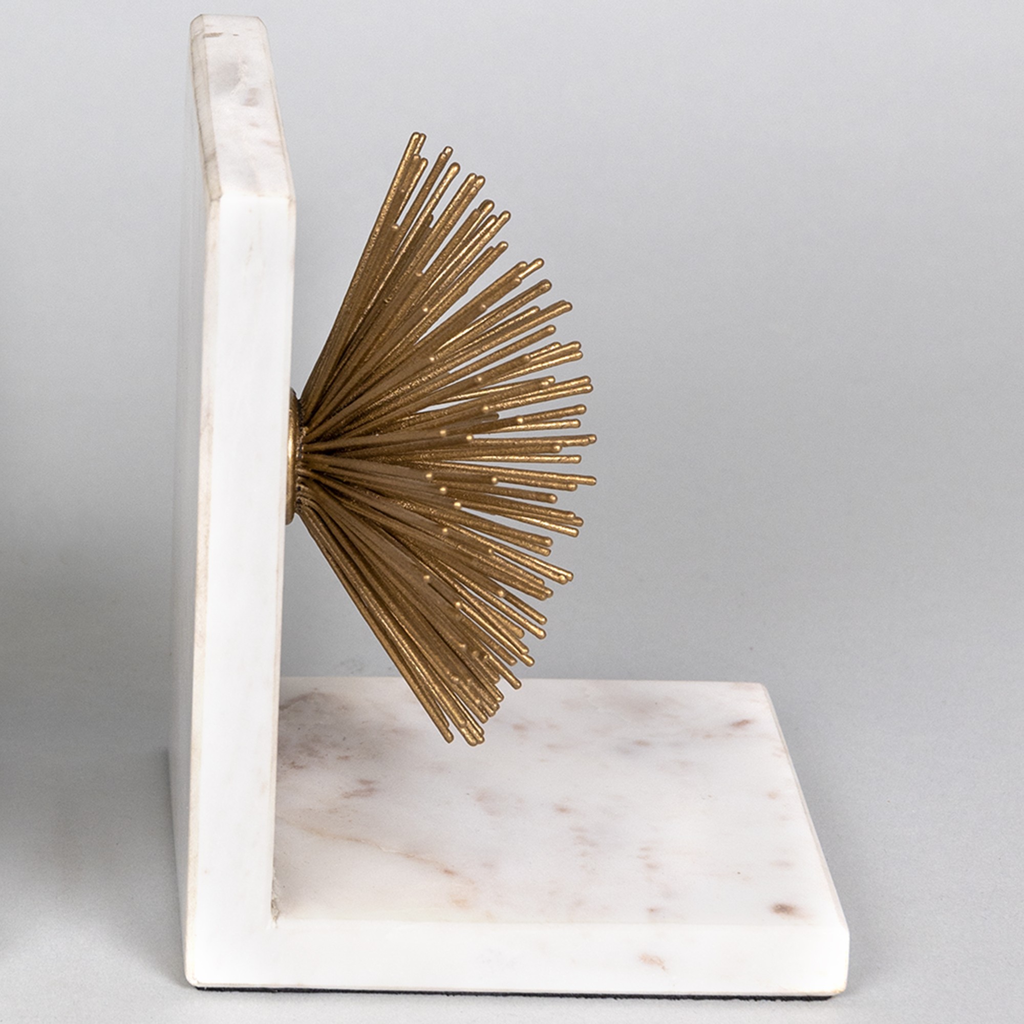Marble and Gold Iron Burst Bookends