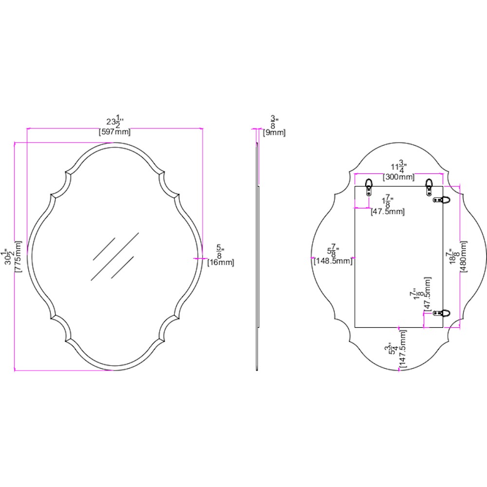 Scalloped Convex Glass Mirror