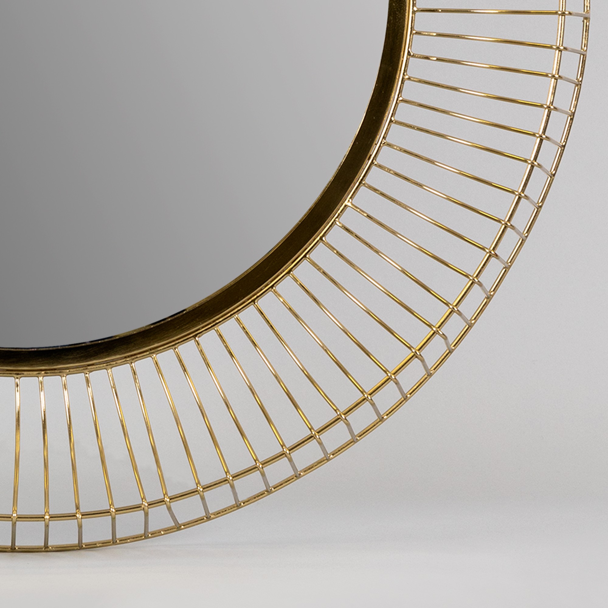 Round Gold Iron Wall Mirror
