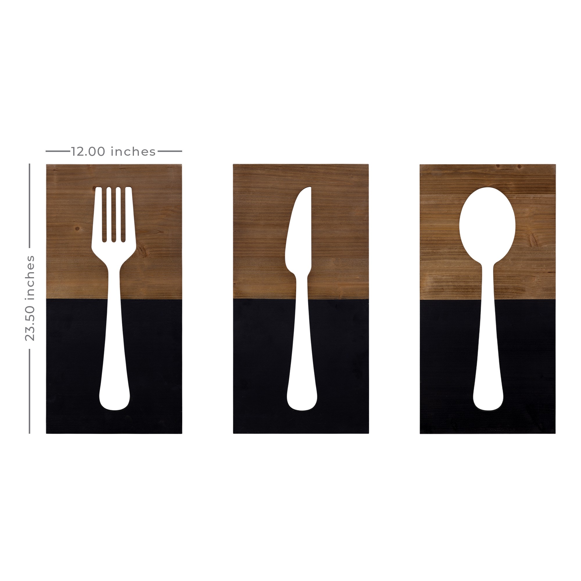 Set of Three Two Tone Kitchen Themed Wall Art