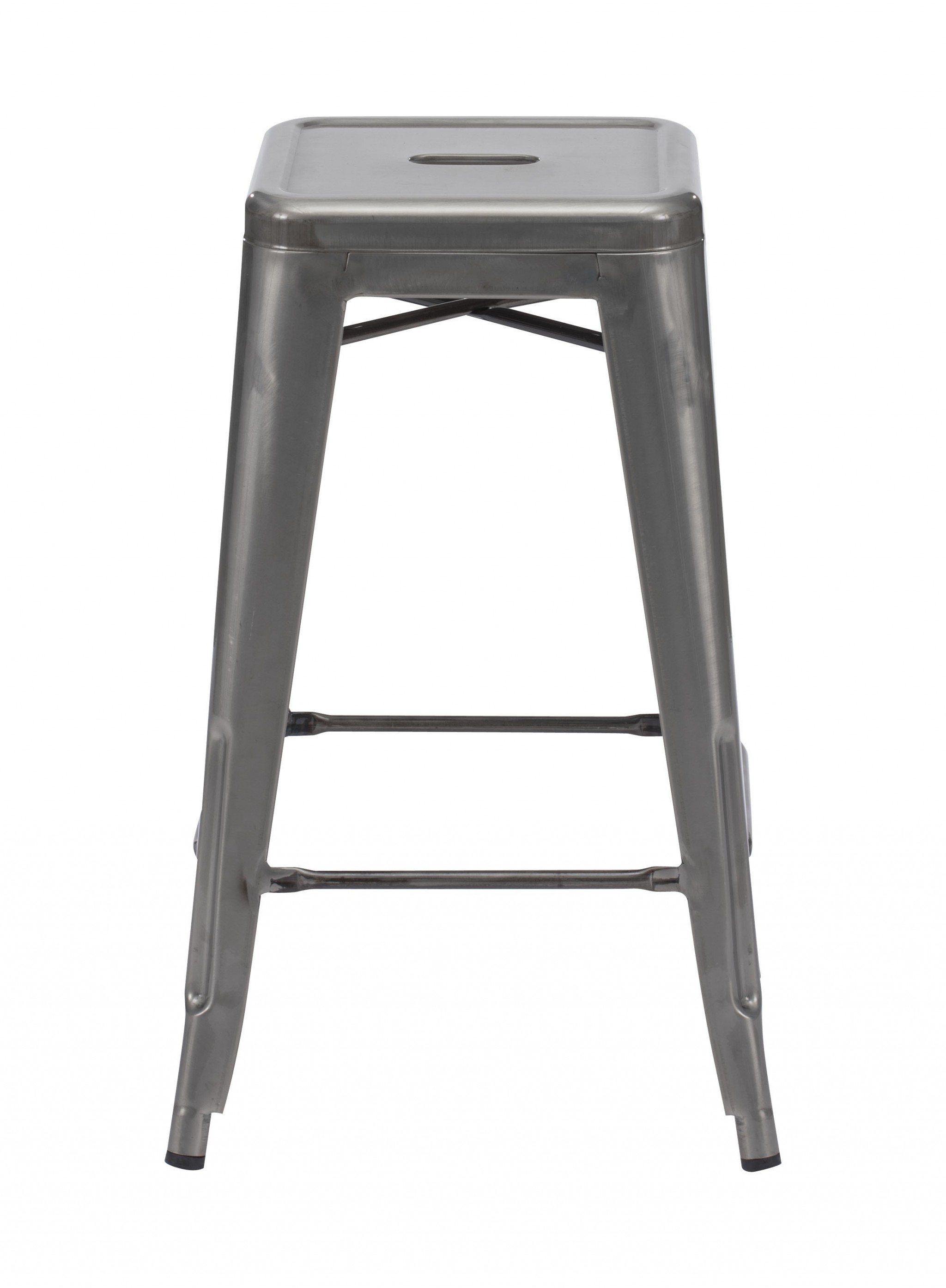 Set of Two Gray Steel Counter Stools