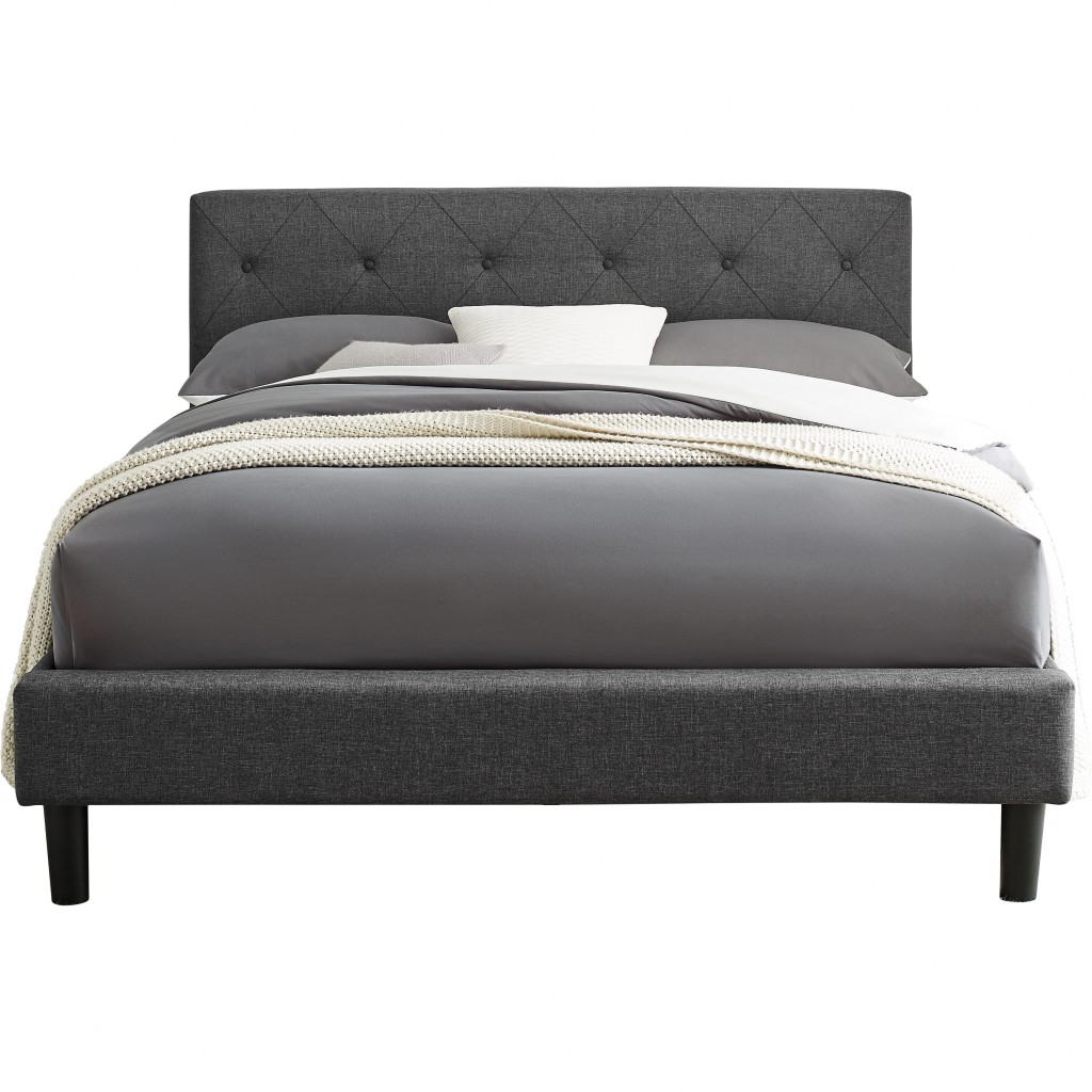 Gray Tufted Upholstered King Bed Frame-397022-1
