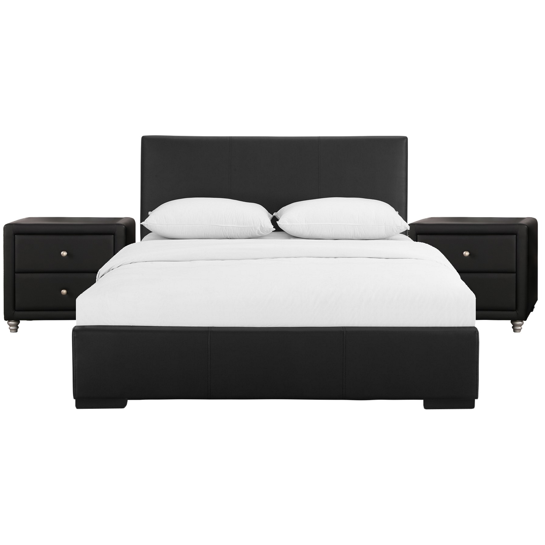 Black Wood And Linen King Bed Frame-397052-1