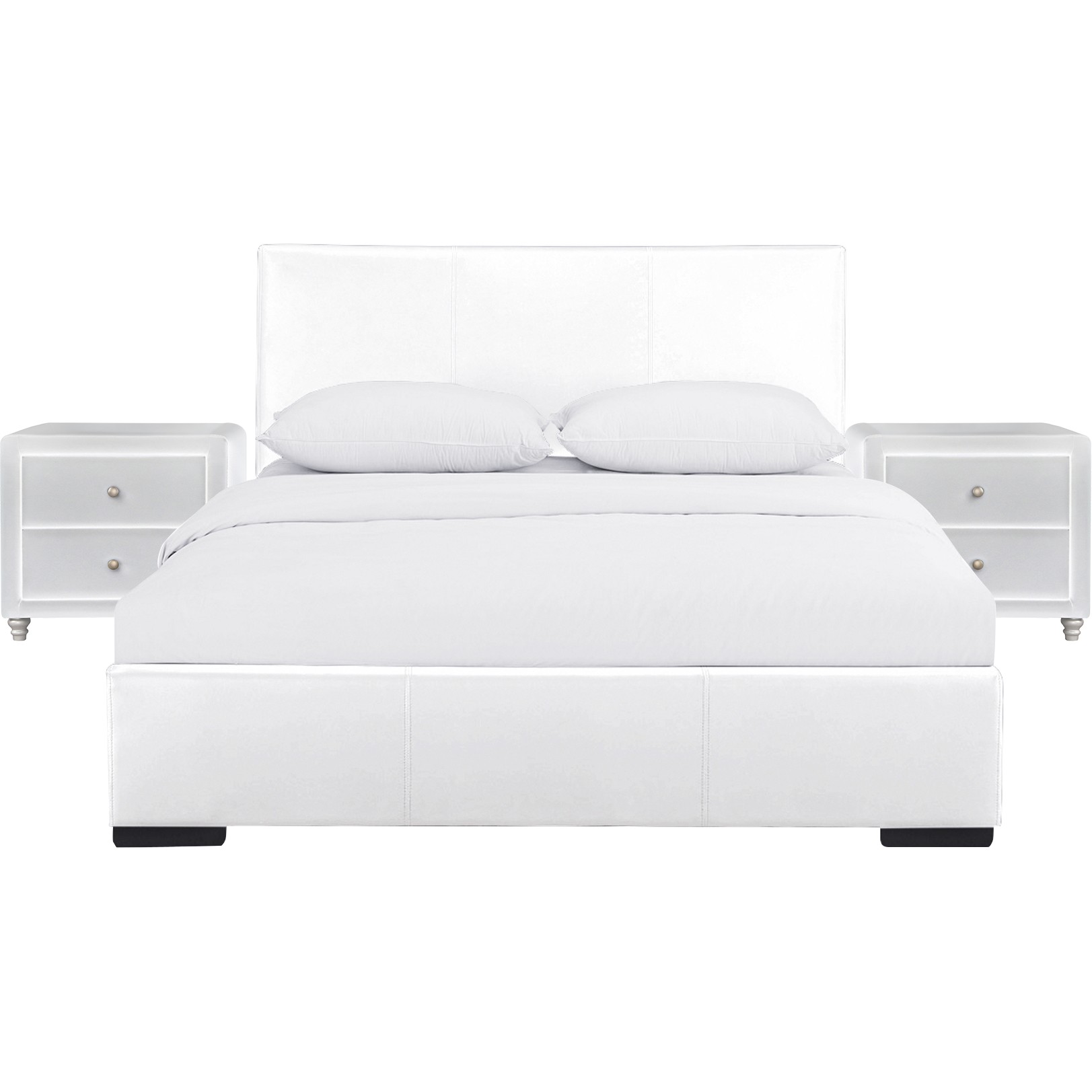 Solid Manufactured Wood White Standard Bed Upholstered With Headboard-397063-1