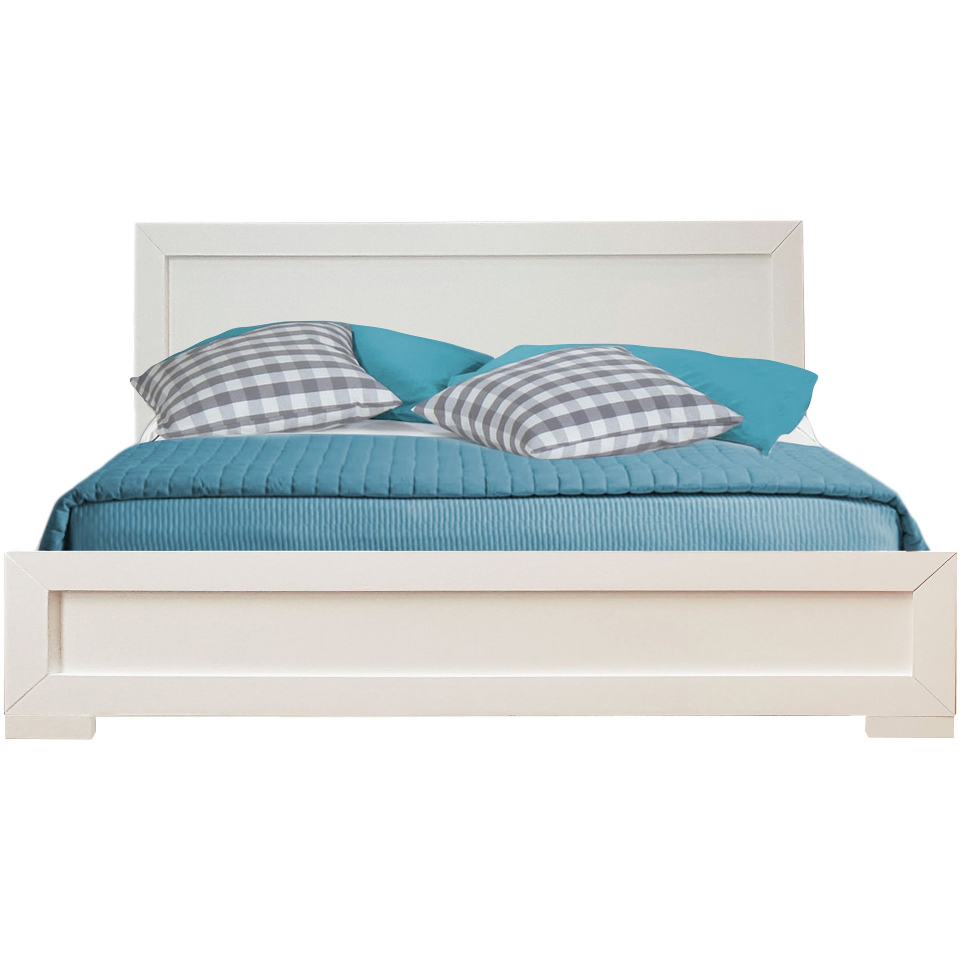 White Solid and Manufactured Wood Full Bed Frame-397076-1