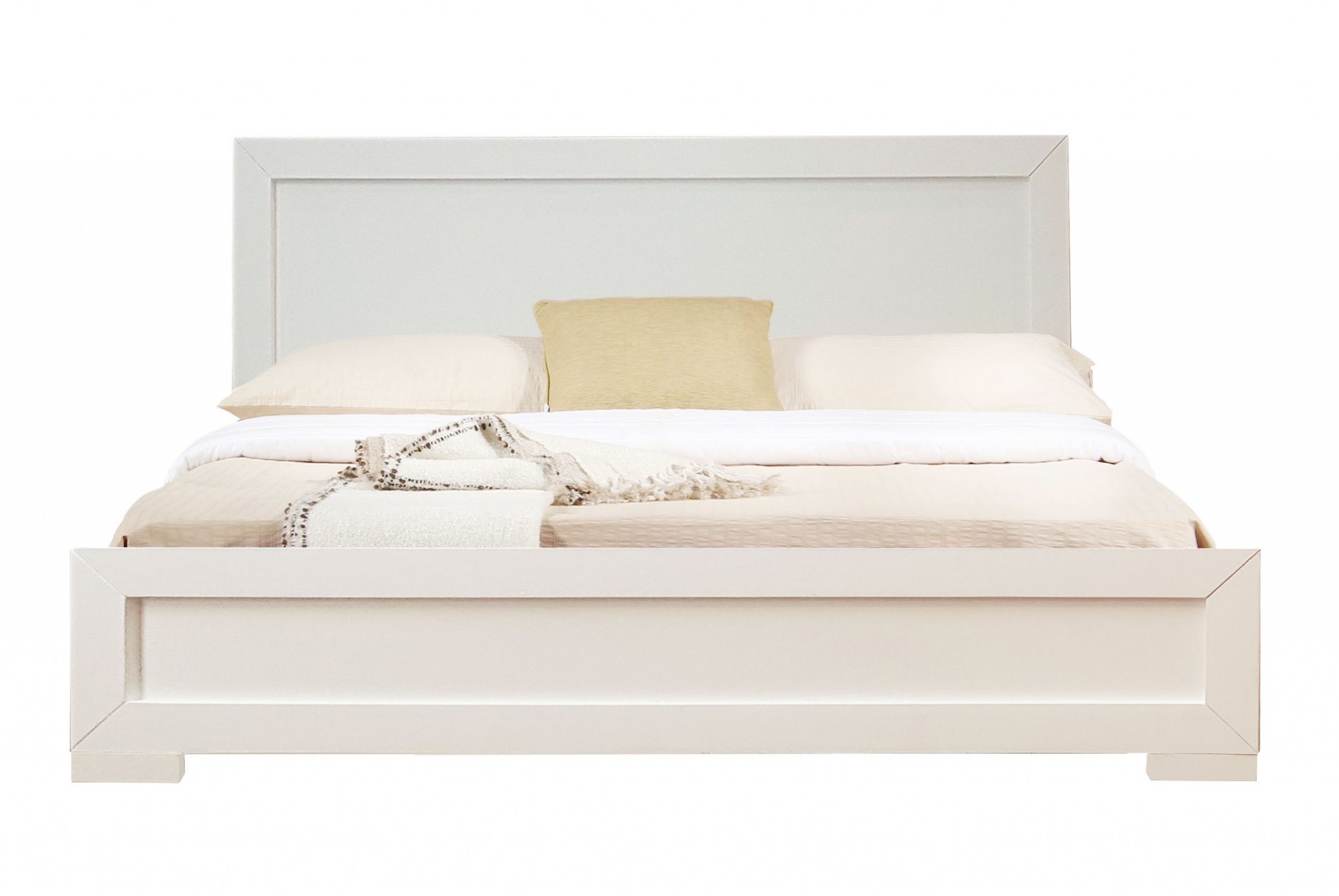 White Solid and Manufactured Wood Queen Bed Frame-397109-1