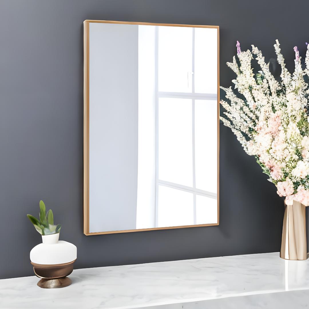 36" Gold Metal Framed Bathroom Vanity Mirror-397151-1
