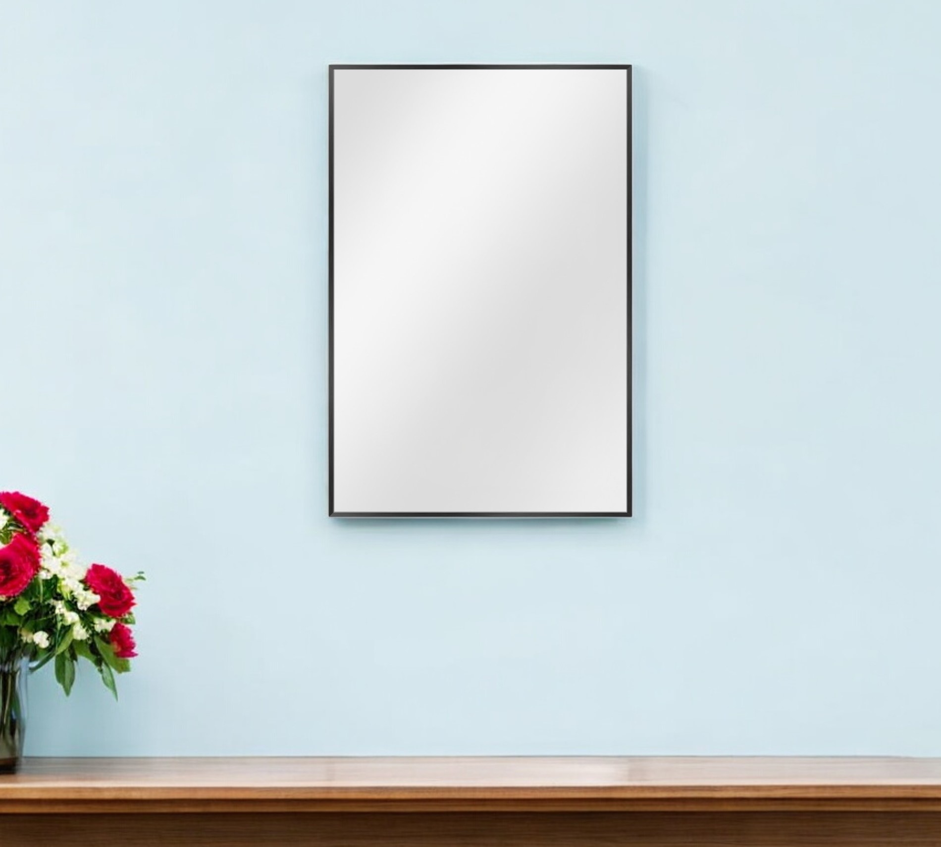 36" Black Metal Framed Accent Mirror-397152-1