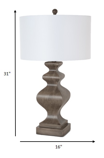 Set of 2 Ash Gray Curvy Table Lamps