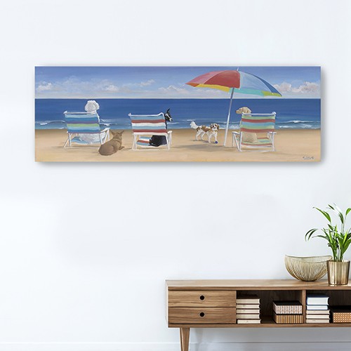 30" x 10" Dogs Perfect Beach Day Canvas Wall Art-397367-1