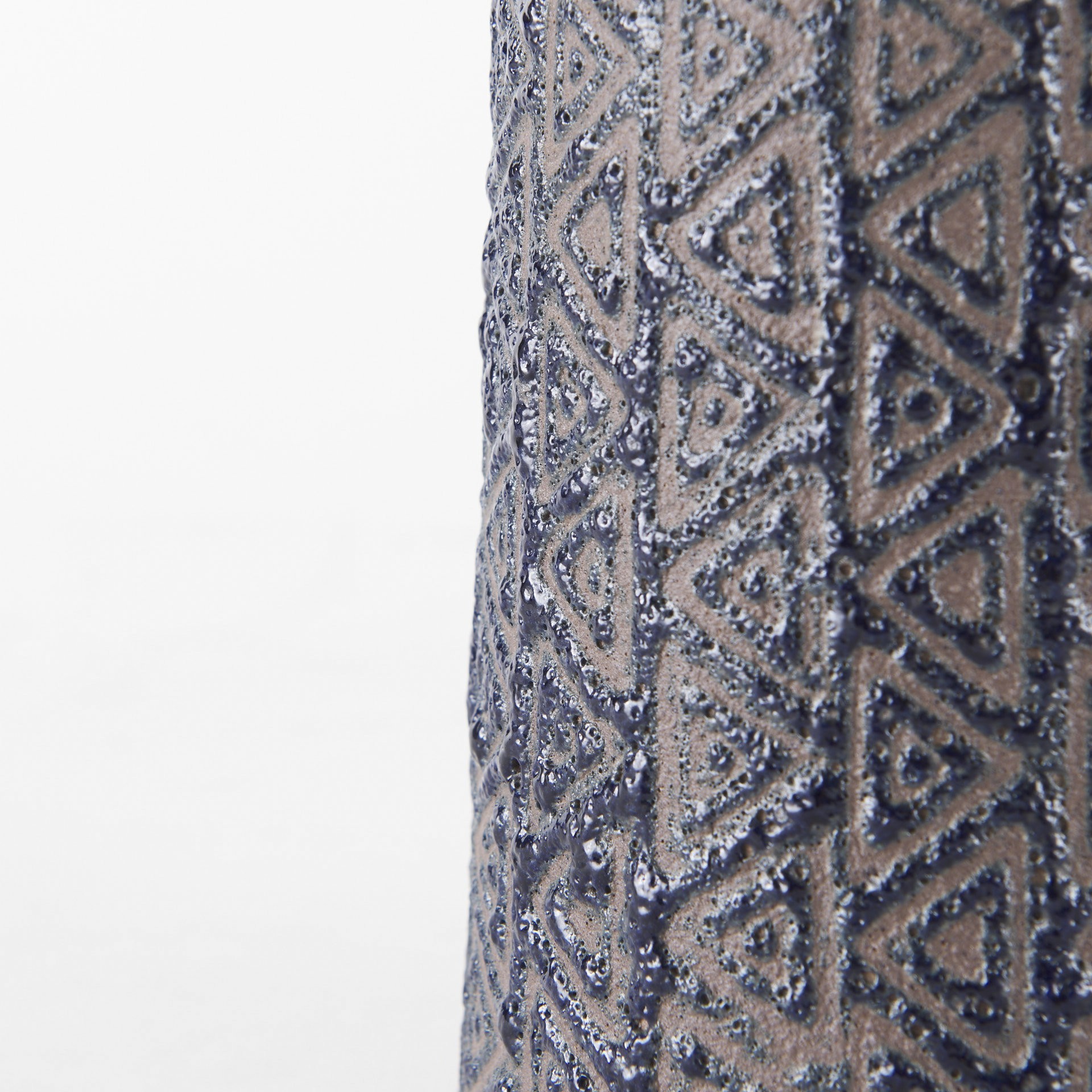 7 Inch Brown and Blue Tribal Ceramic Vase