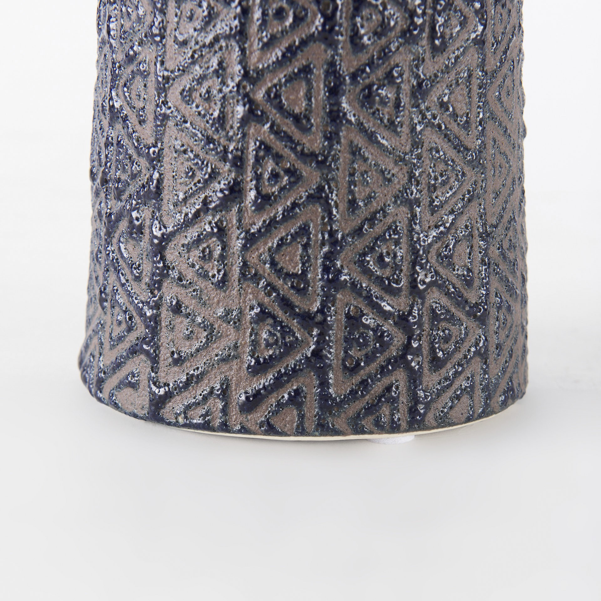 7 Inch Brown and Blue Tribal Ceramic Vase