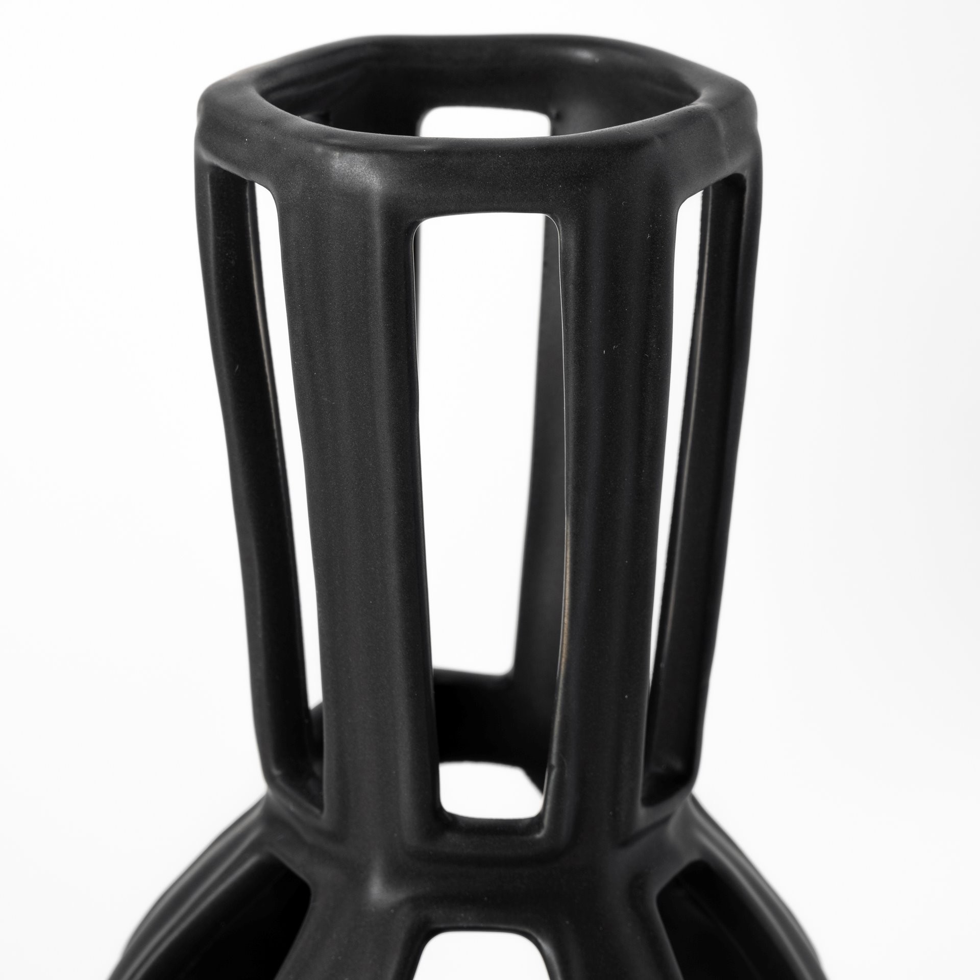 9" Black Pierced Pattern Ceramic Vase