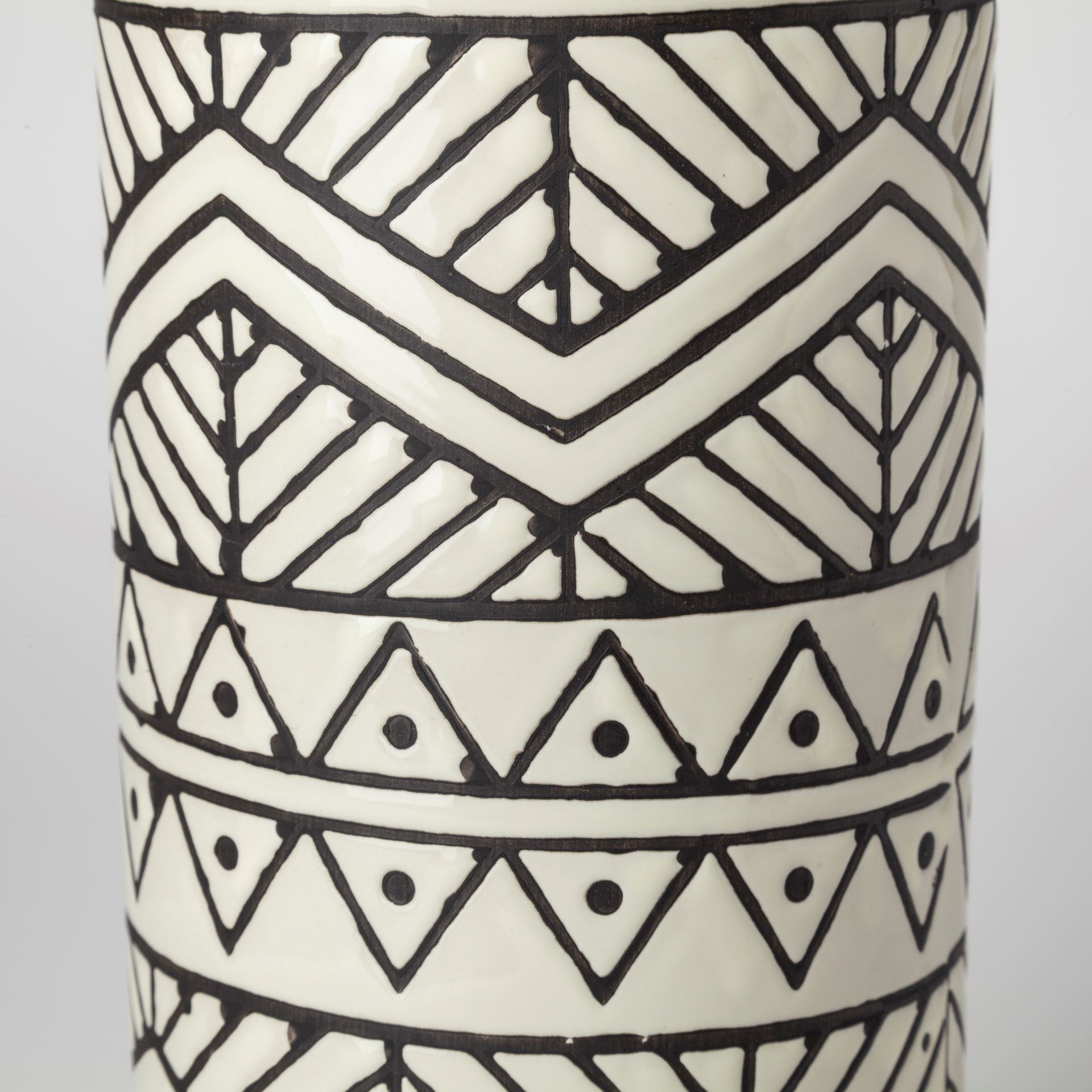 14 Inch Ceramic Cream Geometric Cylinder Vase