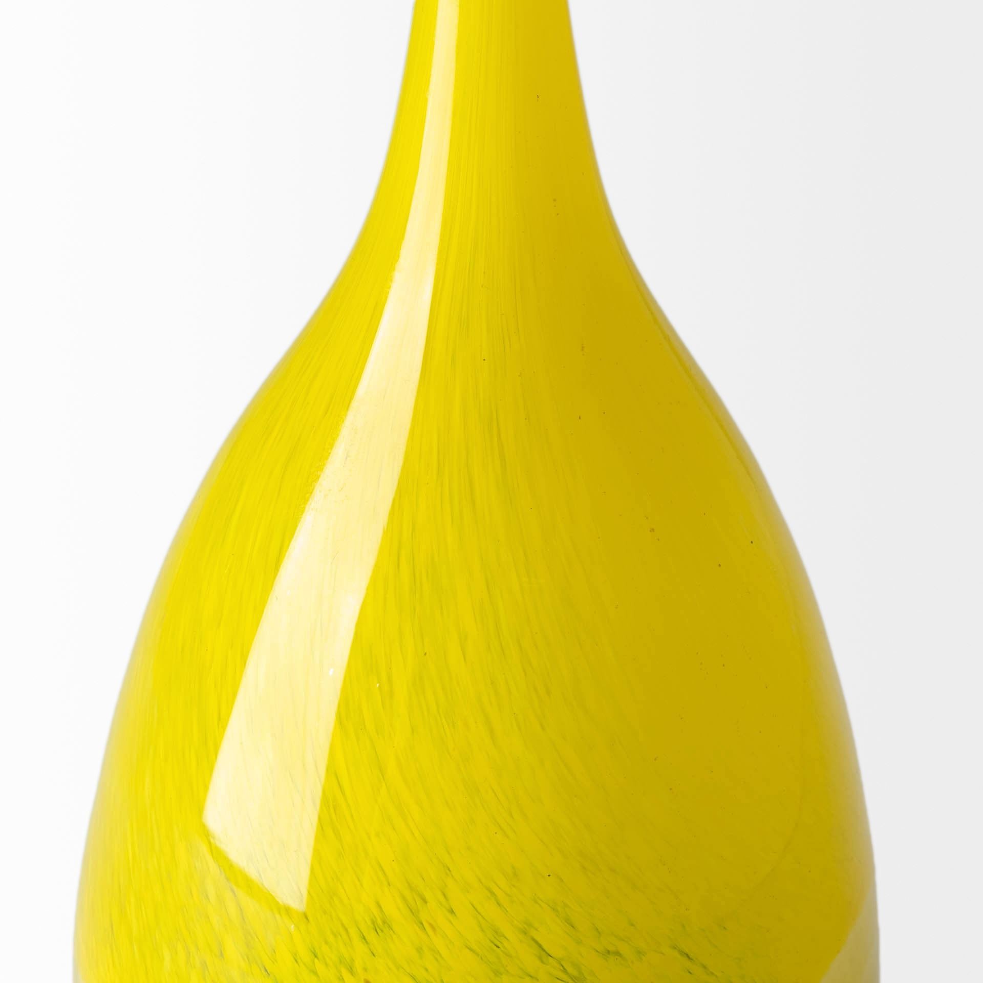 19" Lovely Yellow and Gray Handblown Spunglass Vase
