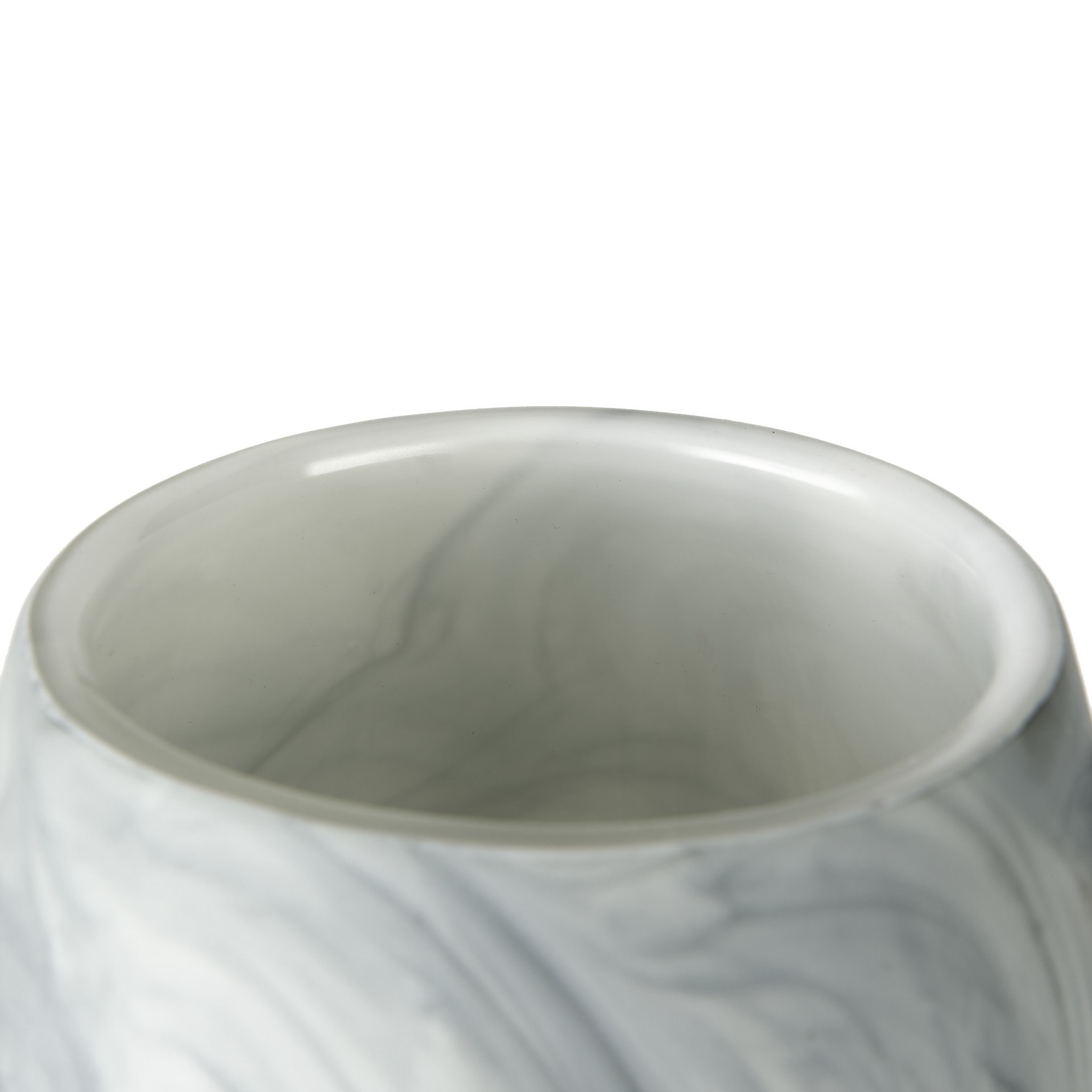 12 Inch Glass Vase with Gray and White Marble Design