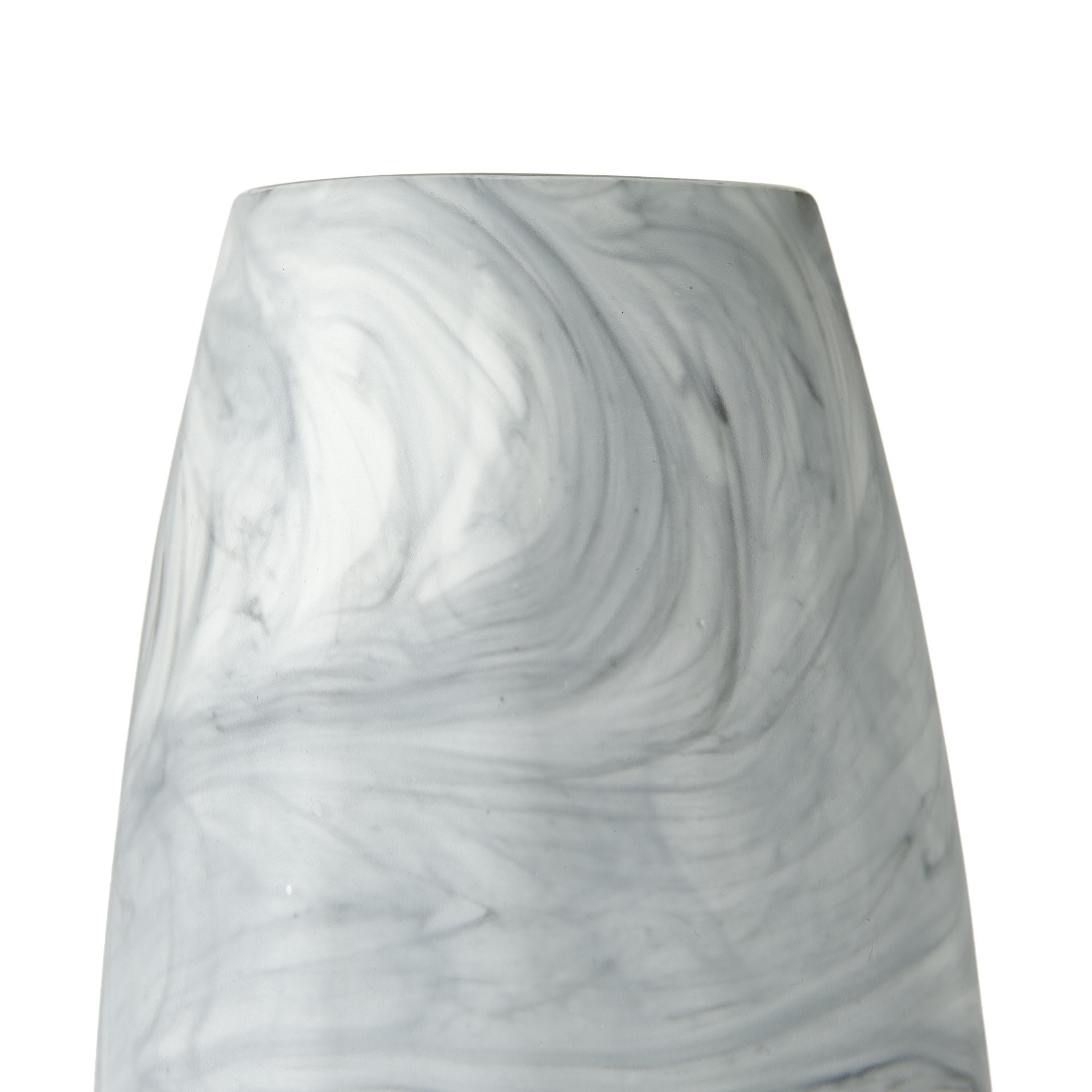 12 Inch Glass Vase with Gray and White Marble Design