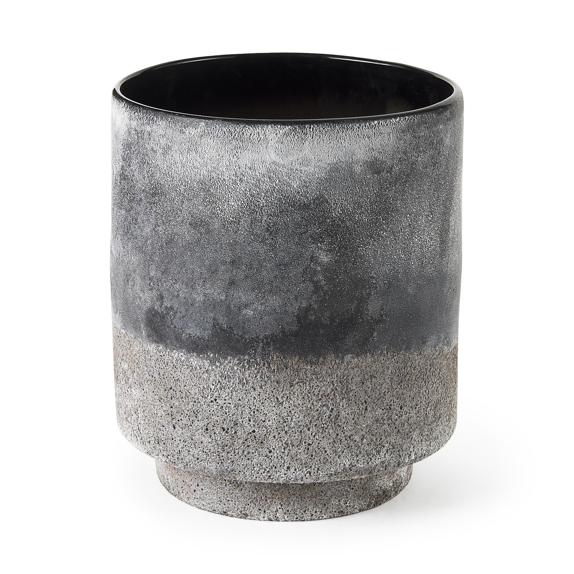 9 Inch Black, Brown, and Gray Ombre Textured Ceramic Vase