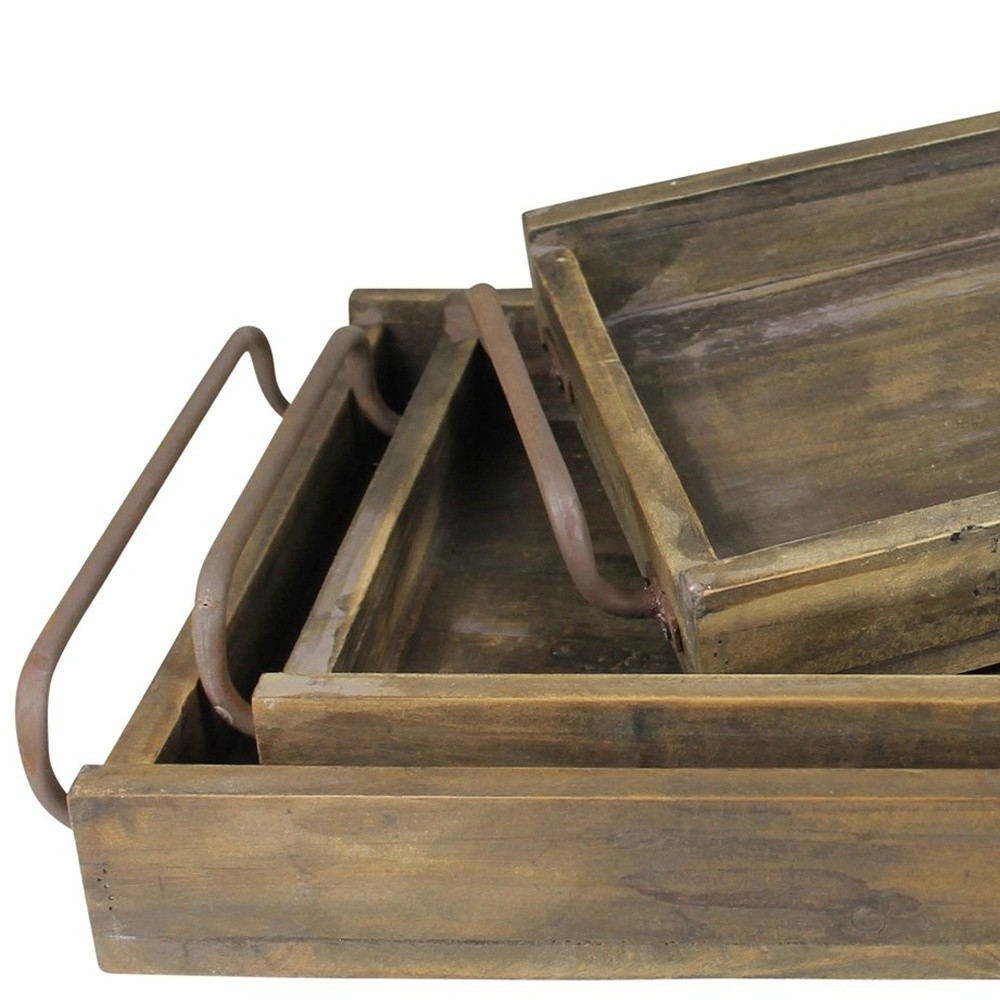 Set of Three Wooden Trays