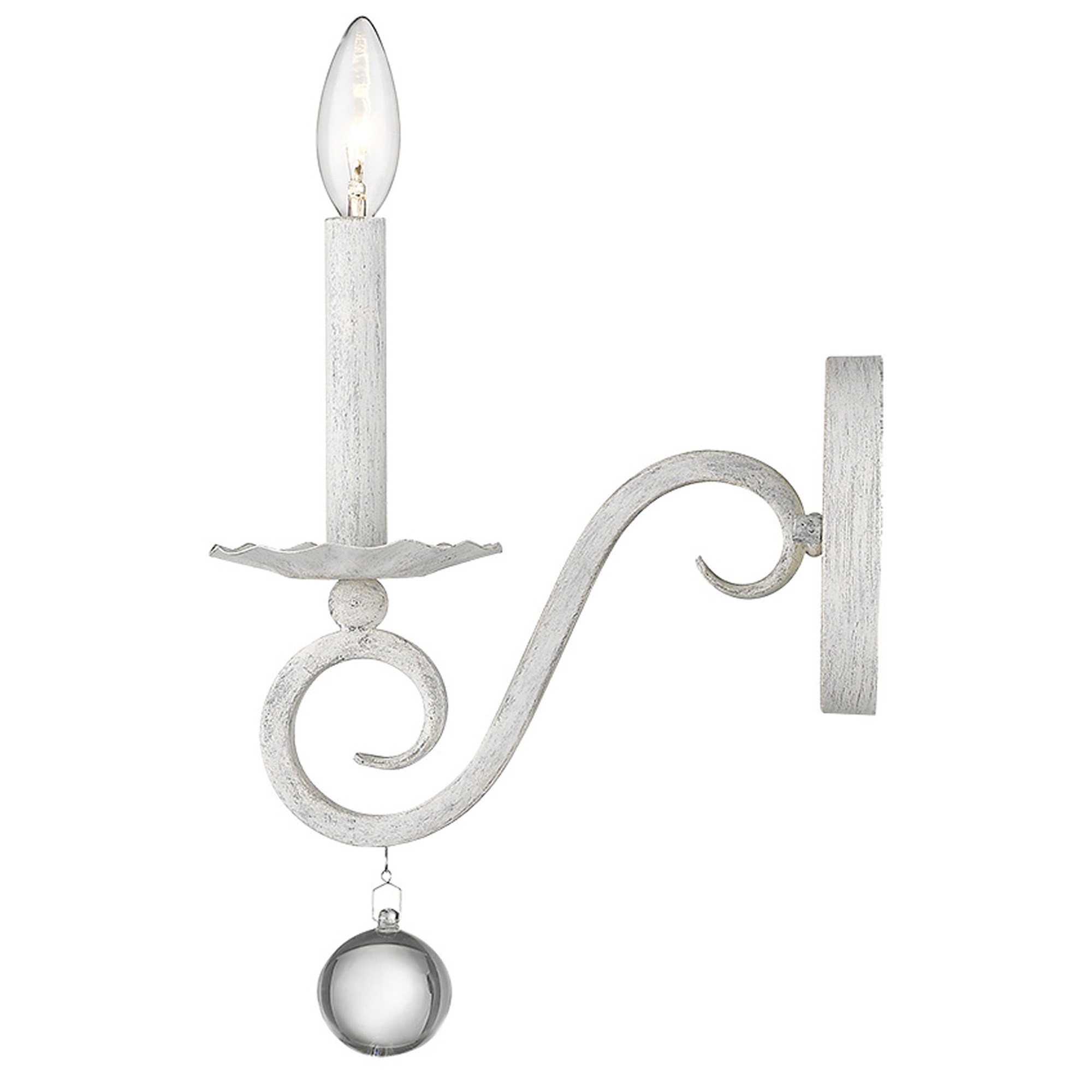 Modern Farmhouse Rustic White and Crystal Wall Sconce