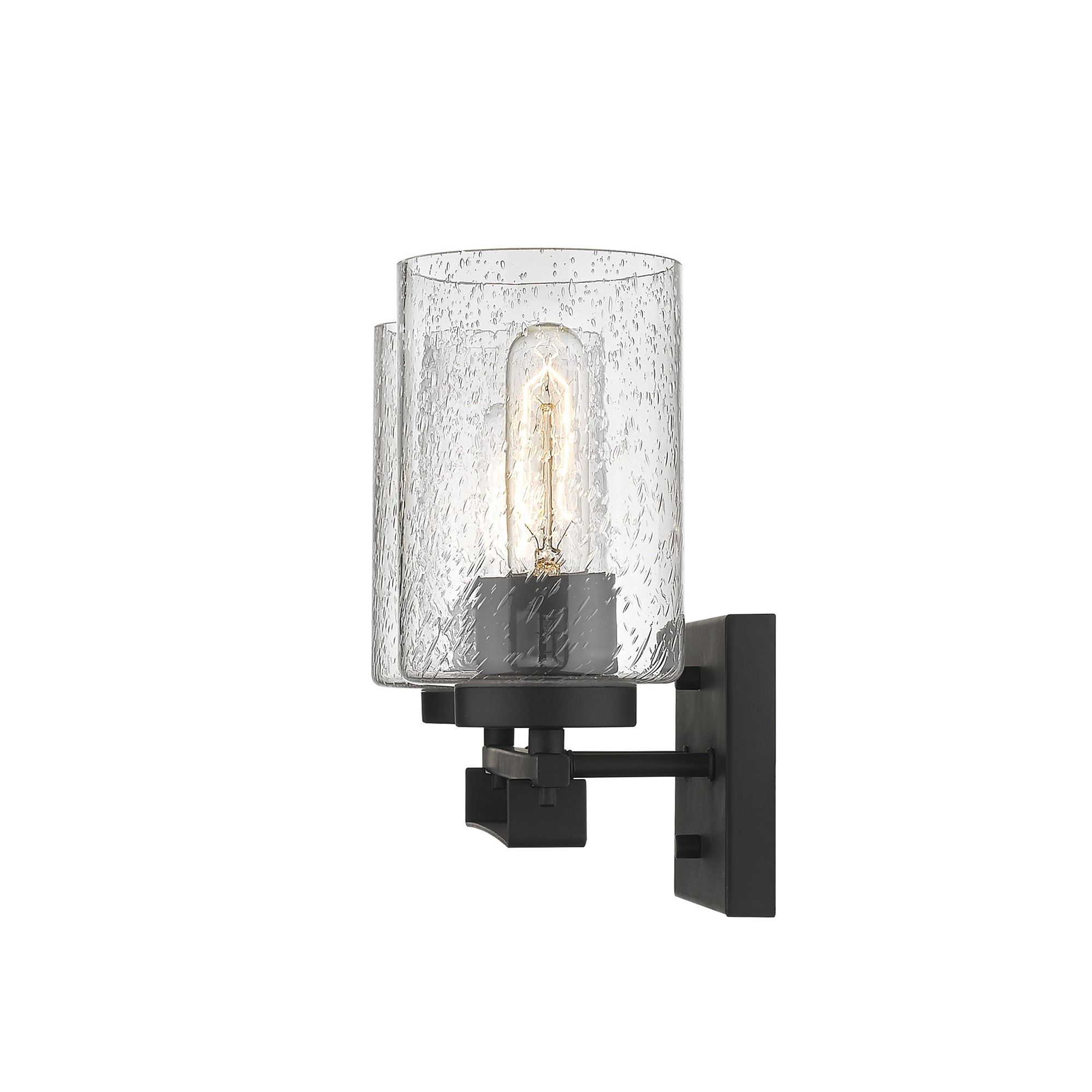 Bronze Metal and Textured Glass Two Light Wall Sconce