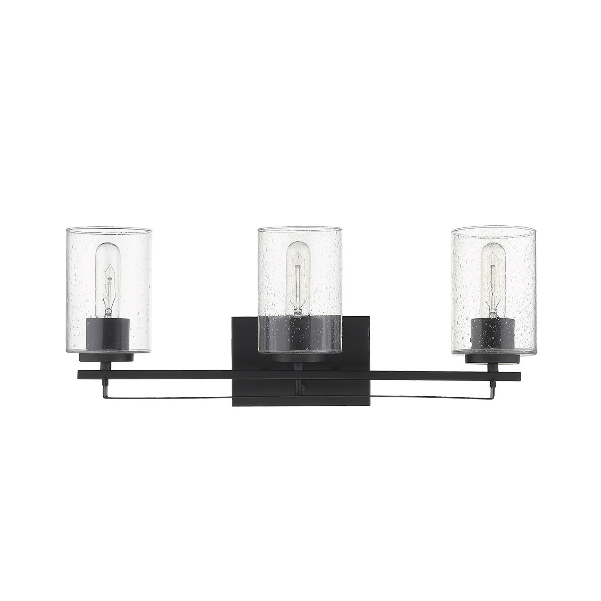 Black Metal and Textured Glass Three Light Wall Sconce