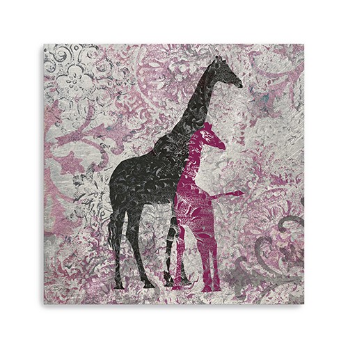 Exotic Pink Giraffes Unframed Print Wall Art-398841-1