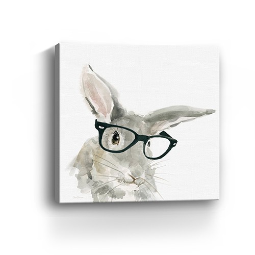20" x 20" Watercolor Cutie Rabbit in Glasses Canvas Wall Art-398853-1
